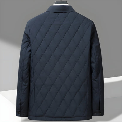 Arctic Insulated Diamond Quilt Jacket with Spread Collar and Snap Button Front