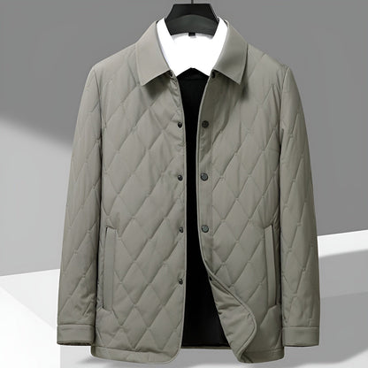 Arctic Insulated Diamond Quilt Jacket with Spread Collar and Snap Button Front