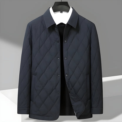 Arctic Insulated Diamond Quilt Jacket with Spread Collar and Snap Button Front
