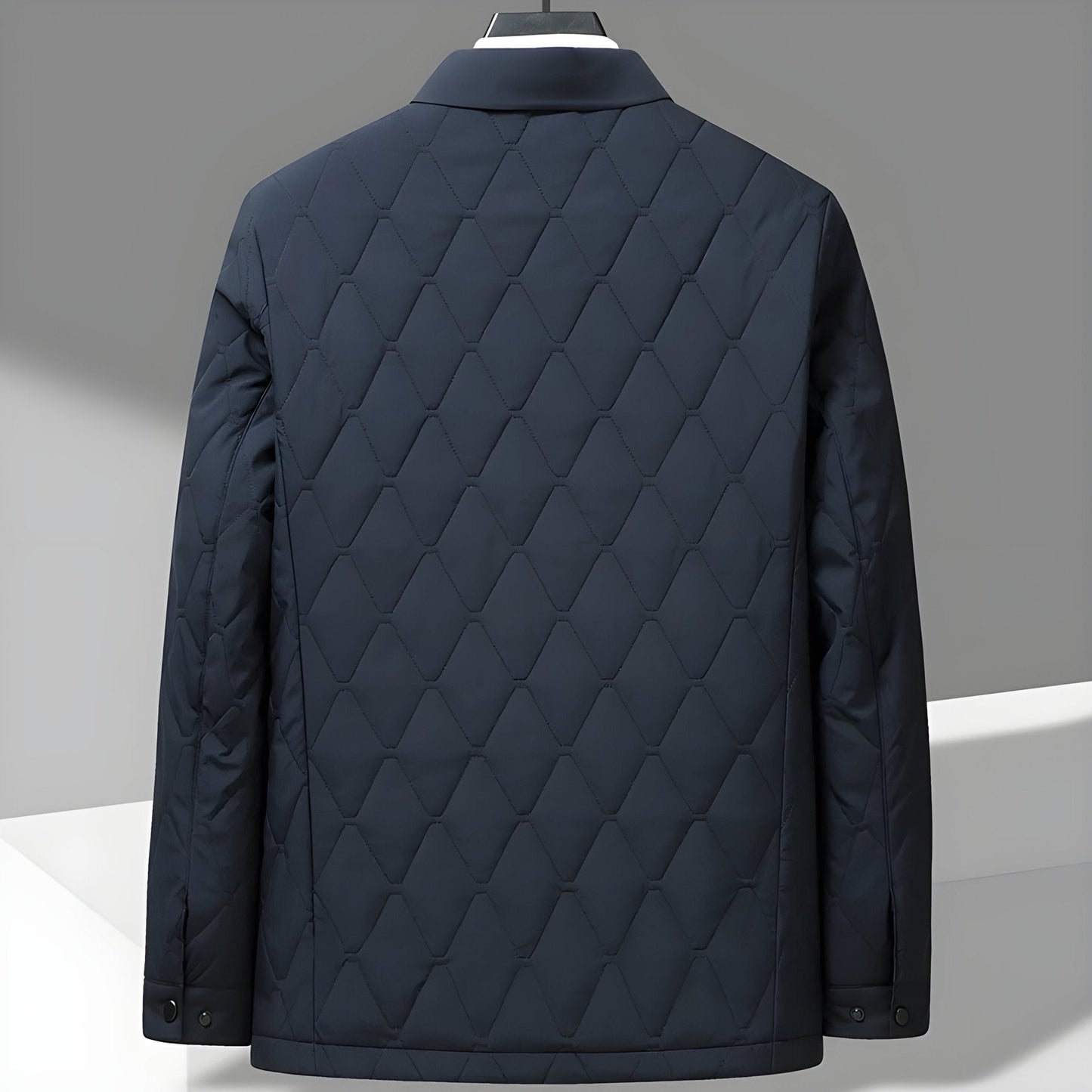 Arctic Insulated Diamond Quilt Jacket with Spread Collar and Snap Button Front