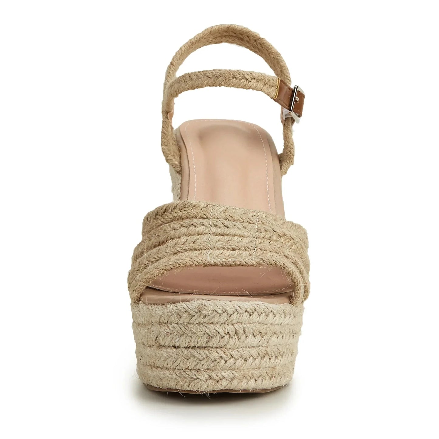 Ava Espadrille Platform Wedge Sandal with Rope Toe Strap and Ankle Buckle