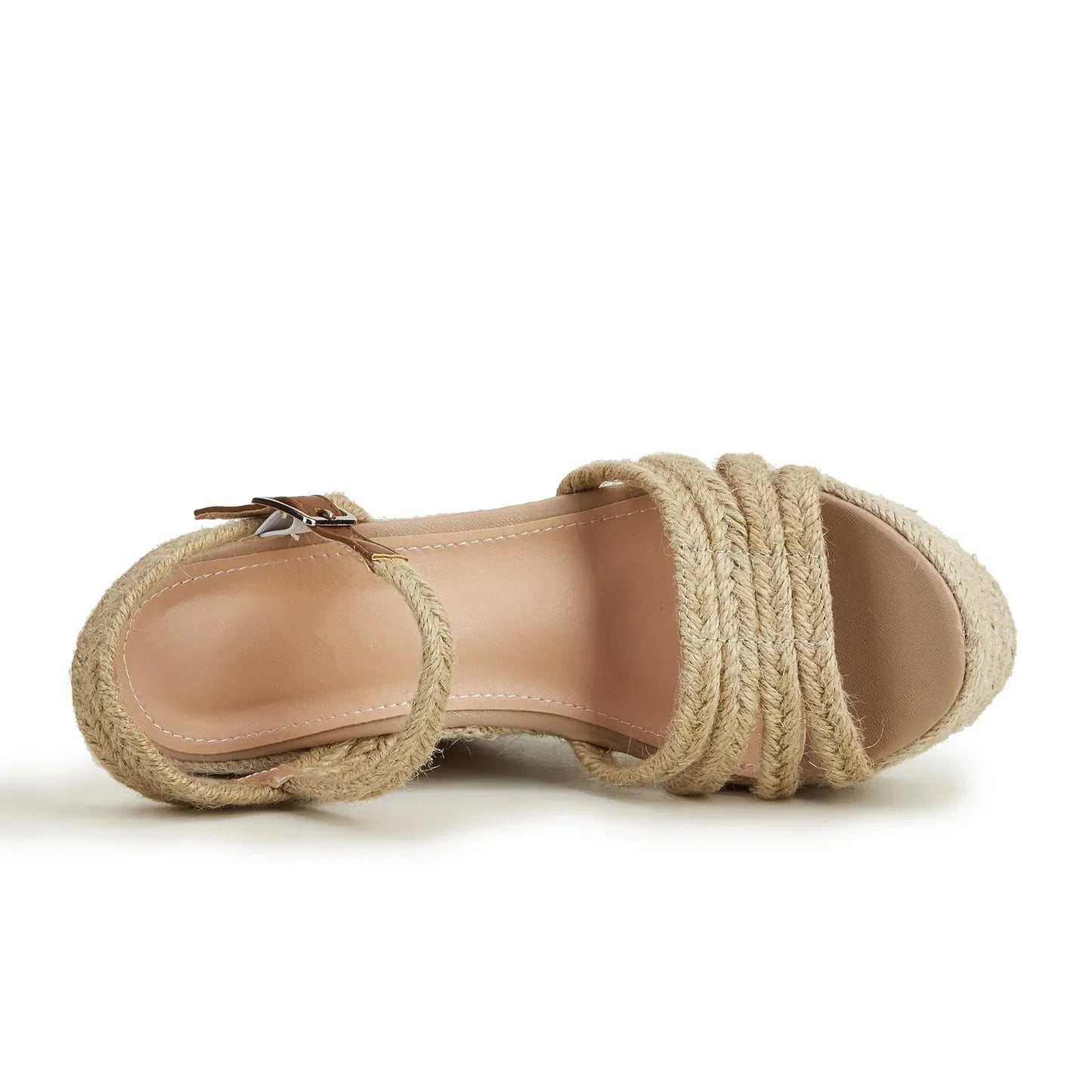 Ava Espadrille Platform Wedge Sandal with Rope Toe Strap and Ankle Buckle