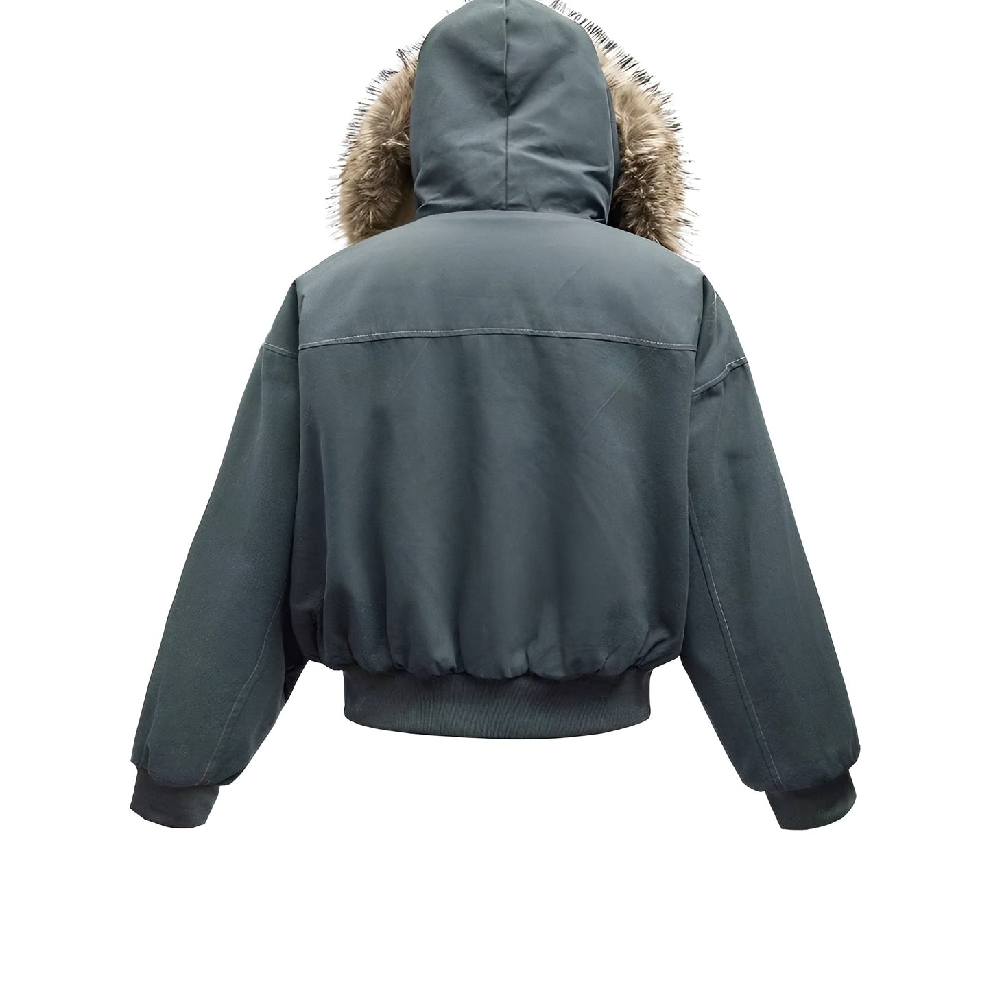 Avery Fleece Lined Bomber Jacket with Faux Fur Hood and Snap Button Pockets