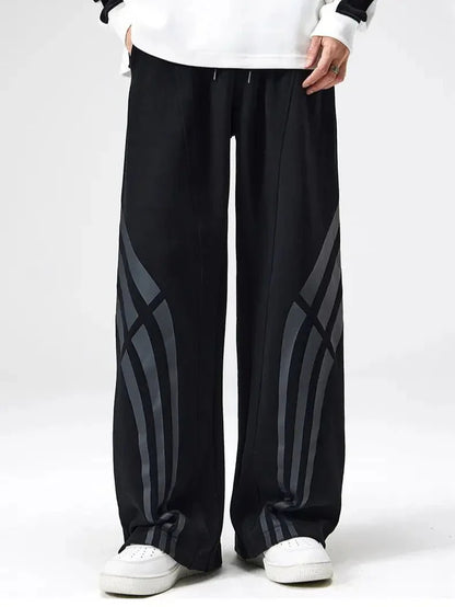 Bare Straight Fit Trackpants with Contrast Triple Stripe and Drawstring Waist