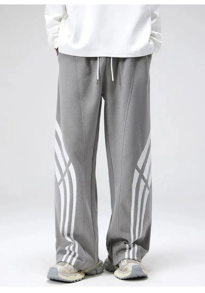 Bare Straight Fit Trackpants with Contrast Triple Stripe and Drawstring Waist