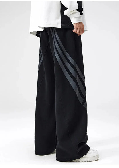Bare Straight Fit Trackpants with Contrast Triple Stripe and Drawstring Waist