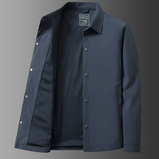 Carvel Lightweight Shell Jacket featuring Spread Collar Button Front and Side Welt Pockets