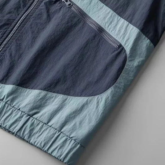 Drift Lightweight Color Block Windbreaker Jacket with Drawstring Hood and Zip Pockets
