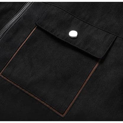 Field Sherpa Lined Zip Up Jacket with Spread Collar and Chest Patch Pocket