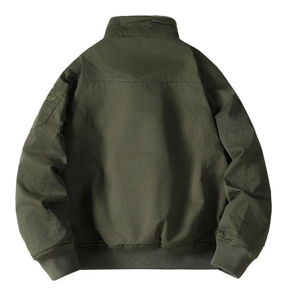 Fulton Stand Collar Bomber Jacket with Utility Arm Pocket and Quilted Interior