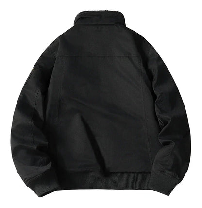 Fulton Stand Collar Bomber Jacket with Utility Arm Pocket and Quilted Interior