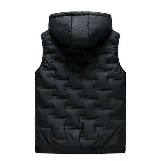 Icefield Hooded Embossed Puffer Vest with Full Zip Front and Side Pockets