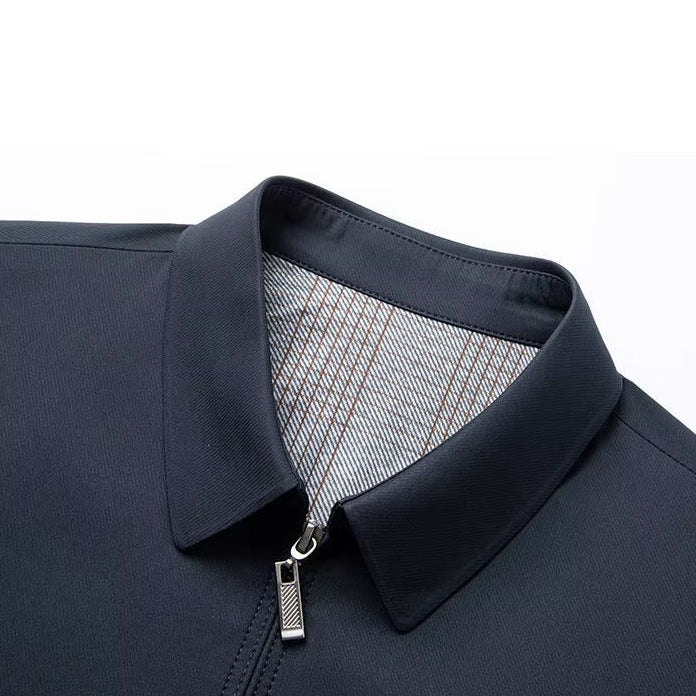 Midtown Lightweight Canvas Jacket with Shirt Collar and Glen Plaid Interior Lining