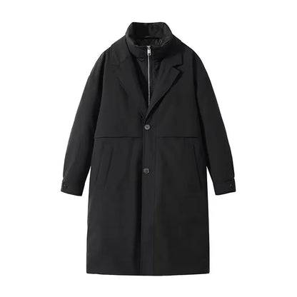 Briar Long Field Coat with Oversized Lapel and Zip Up Inner Collar