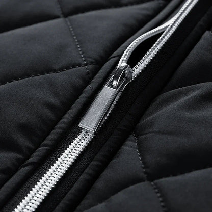 Loft Diamond Quilted Jacket with Fleece Lined Stand Collar and Side Zip Pockets