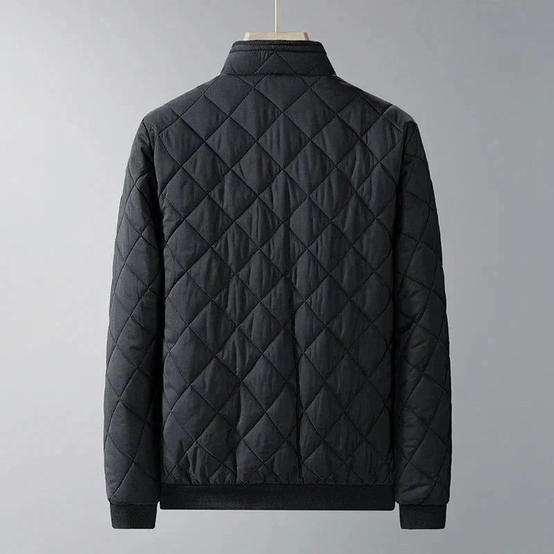 Loft Diamond Quilted Jacket with Fleece Lined Stand Collar and Side Zip Pockets