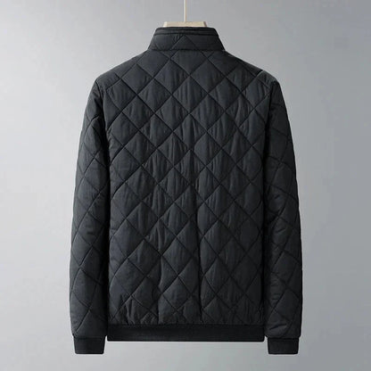 Loft Diamond Quilted Jacket with Fleece Lined Stand Collar and Side Zip Pockets