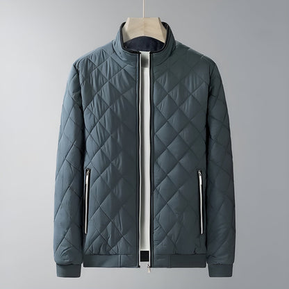 Loft Diamond Quilted Jacket with Fleece Lined Stand Collar and Side Zip Pockets