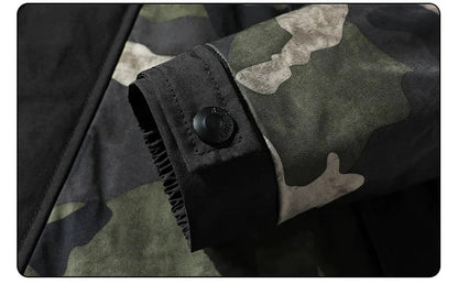 Midland Camo Patchwork Hooded Jacket with Contrast Sleeves and Cargo Pockets