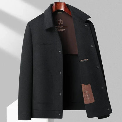 Moretti Wool Shacket with Point Collar Large Snap Buttons and Patch Pockets