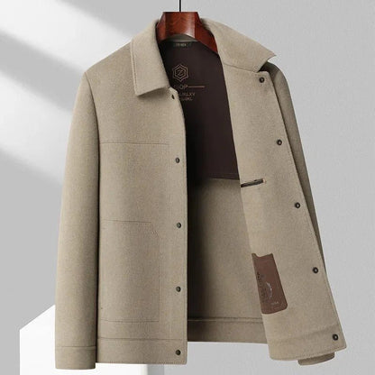 Moretti Wool Shacket with Point Collar Large Snap Buttons and Patch Pockets