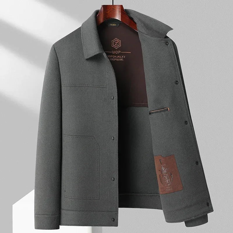 Moretti Wool Shacket with Point Collar Large Snap Buttons and Patch Pockets
