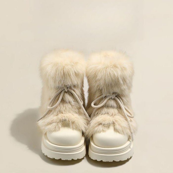 Nika Fur Boots featuring Full Fur Wrap Upper and Thick Platform Lug Sole