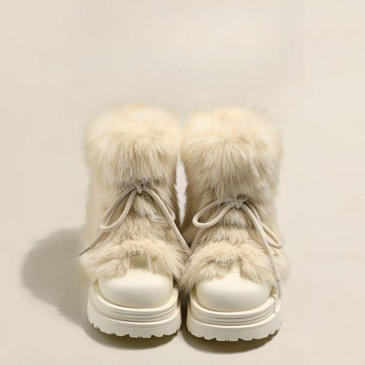 Nika Fur Boots featuring Full Fur Wrap Upper and Thick Platform Lug Sole