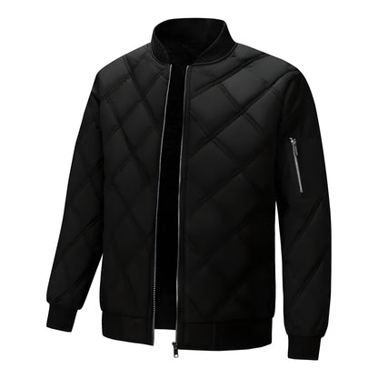 Oslo Thermo Diamond Quilted Bomber Jacket with Stand Collar and Sleeve Pocket