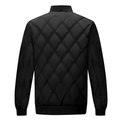 Oslo Thermo Diamond Quilted Bomber Jacket with Stand Collar and Sleeve Pocket