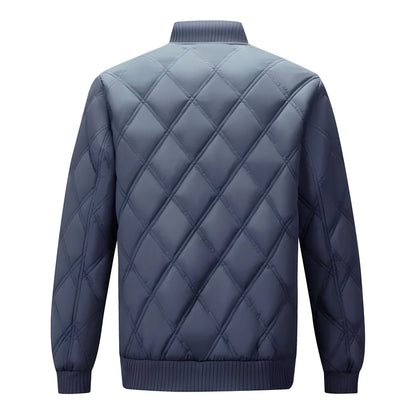 Oslo Thermo Diamond Quilted Bomber Jacket with Stand Collar and Sleeve Pocket