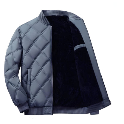 Oslo Thermo Diamond Quilted Bomber Jacket with Stand Collar and Sleeve Pocket