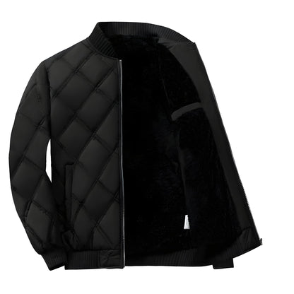 Oslo Thermo Diamond Quilted Bomber Jacket with Stand Collar and Sleeve Pocket