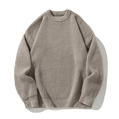 Voss Oversized Chunky Ribbed Knit Pullover with Crewneck and Dropped Shoulder Seams