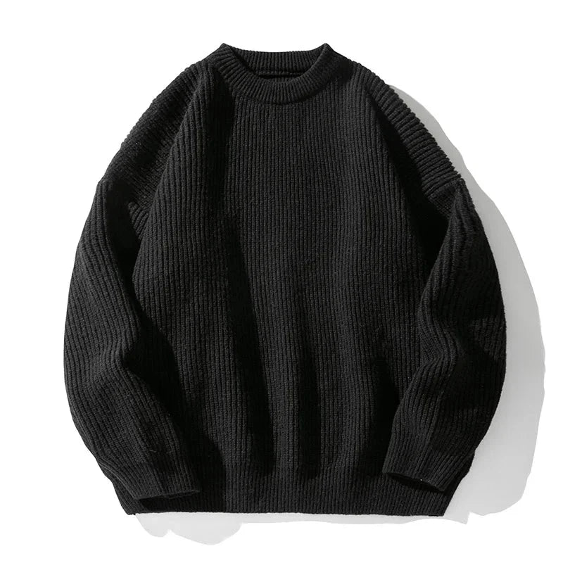 Voss Oversized Chunky Ribbed Knit Pullover with Crewneck and Dropped Shoulder Seams