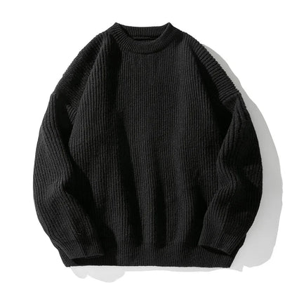 Voss Oversized Chunky Ribbed Knit Pullover with Crewneck and Dropped Shoulder Seams