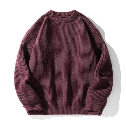Voss Oversized Chunky Ribbed Knit Pullover with Crewneck and Dropped Shoulder Seams
