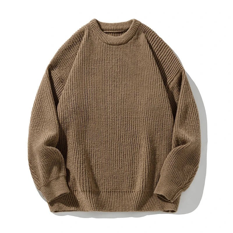 Voss Oversized Chunky Ribbed Knit Pullover with Crewneck and Dropped Shoulder Seams
