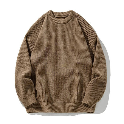 Voss Oversized Chunky Ribbed Knit Pullover with Crewneck and Dropped Shoulder Seams