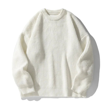 Voss Oversized Chunky Ribbed Knit Pullover with Crewneck and Dropped Shoulder Seams
