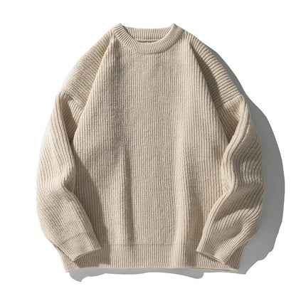 Voss Oversized Chunky Ribbed Knit Pullover with Crewneck and Dropped Shoulder Seams