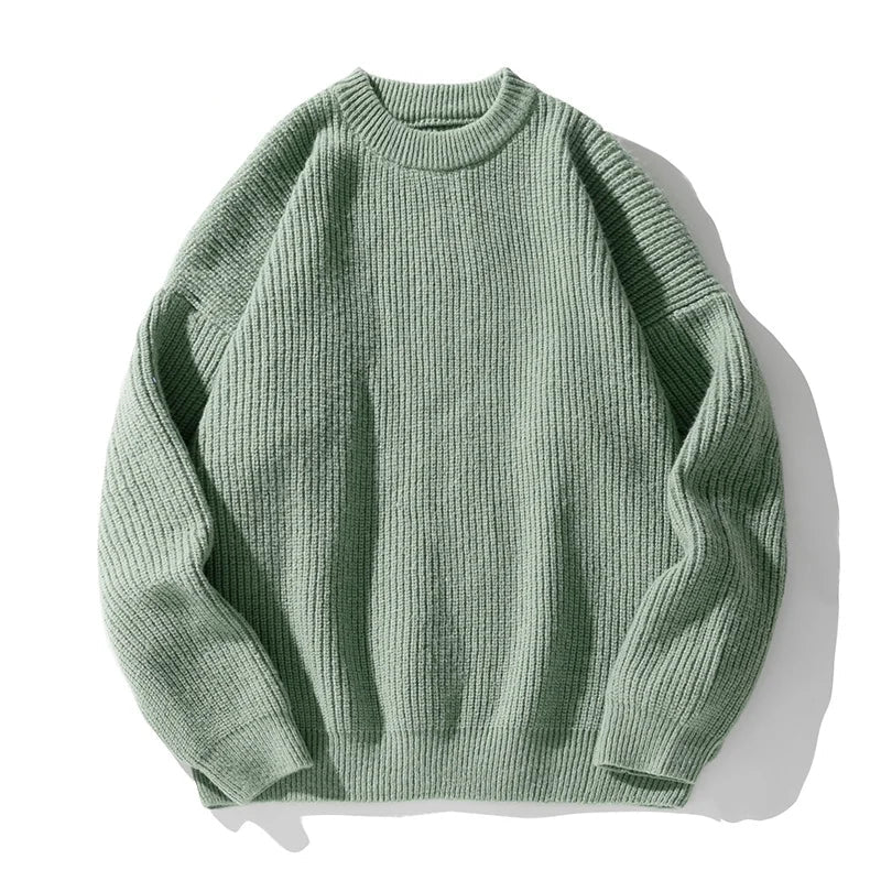 Voss Oversized Chunky Ribbed Knit Pullover with Crewneck and Dropped Shoulder Seams