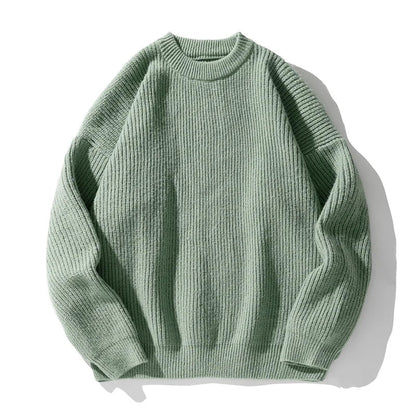Voss Oversized Chunky Ribbed Knit Pullover with Crewneck and Dropped Shoulder Seams