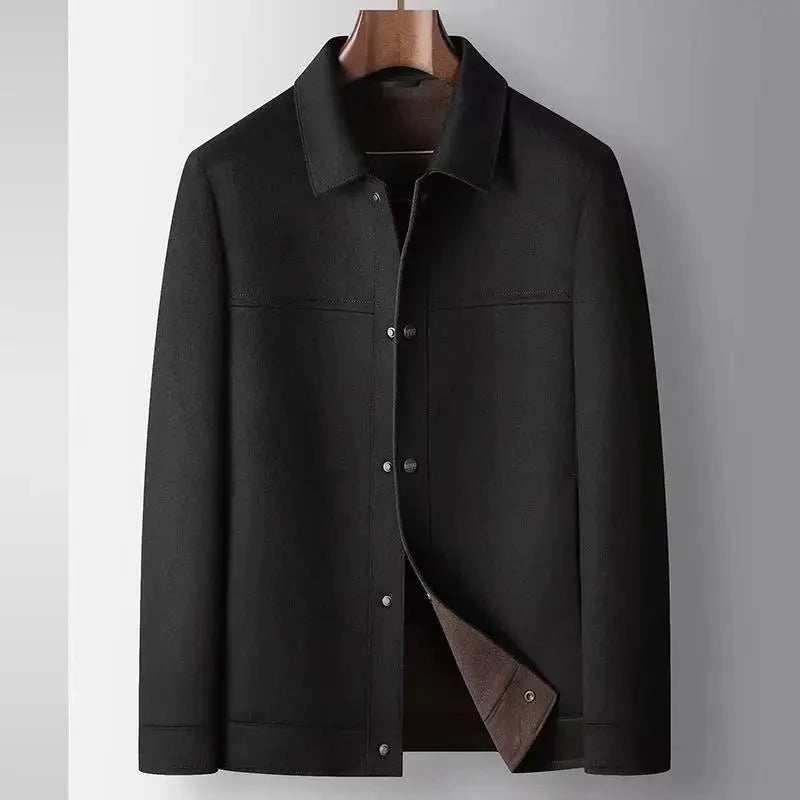 Paolo Brushed Wool Button Front Shirt Coat with Spread Collar and Panel Seams
