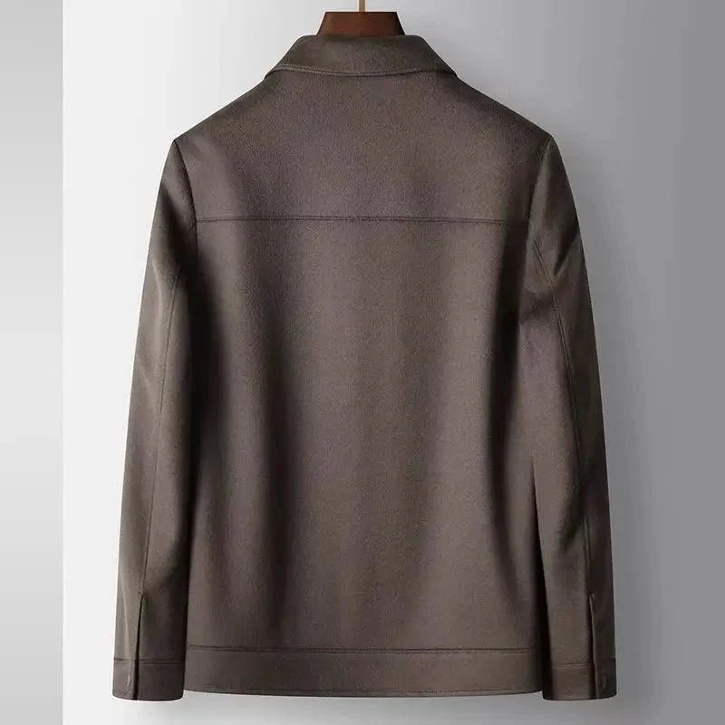 Paolo Brushed Wool Button Front Shirt Coat with Spread Collar and Panel Seams