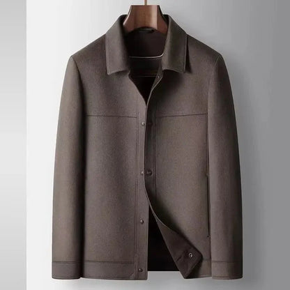 Paolo Brushed Wool Button Front Shirt Coat with Spread Collar and Panel Seams