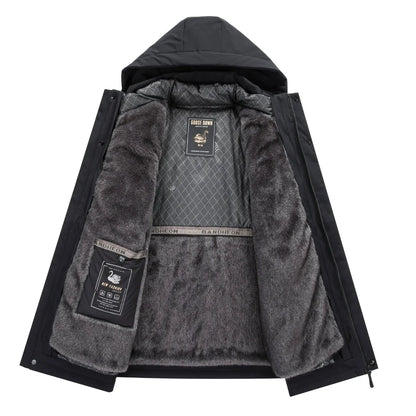 Ravello Mid-Length Goose Down Parka with Detachable Hood and Flap Pockets