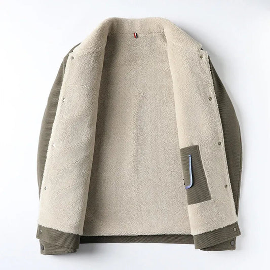 Premier Sherpa Lined Jacket featuring Snap Front and Dual Chest Flap Pockets