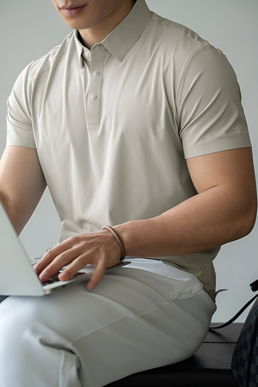Pulse Short Sleeve Active Stretch Performance Polo Shirt featuring Spread Collar and Slim Fit