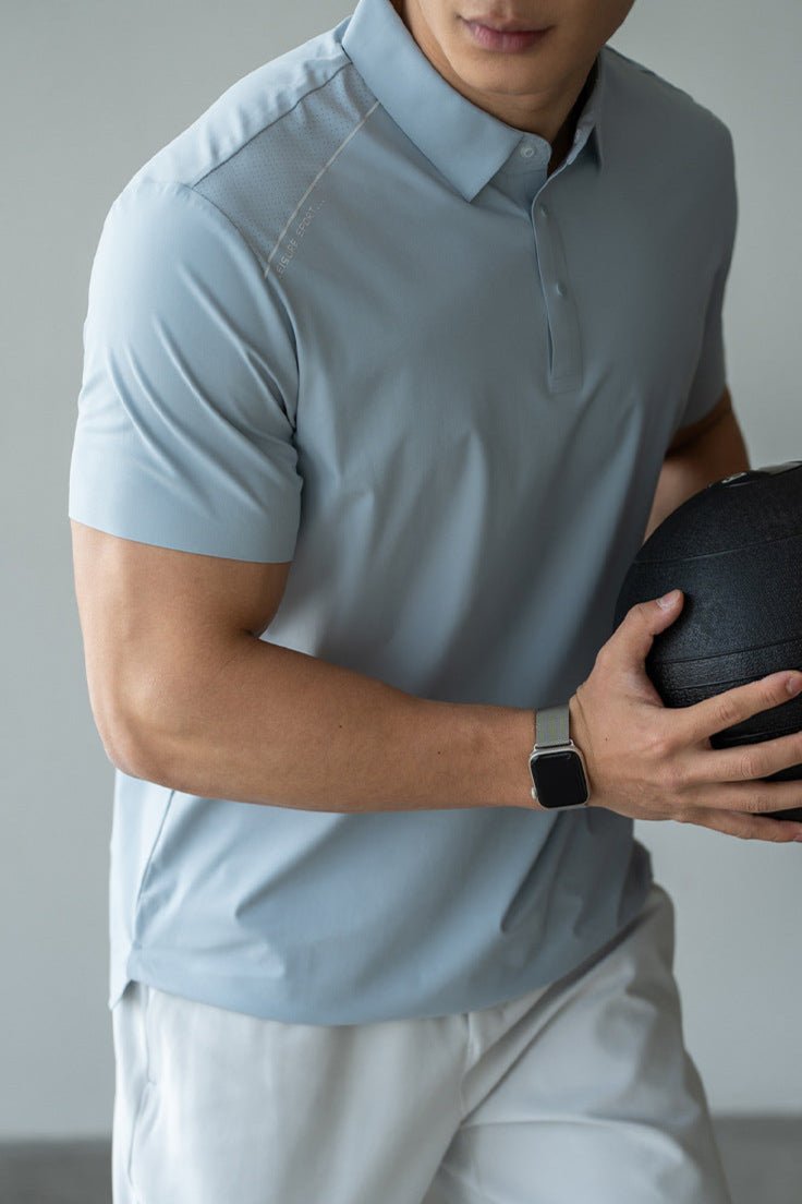Pulse Short Sleeve Active Stretch Performance Polo Shirt featuring Spread Collar and Slim Fit